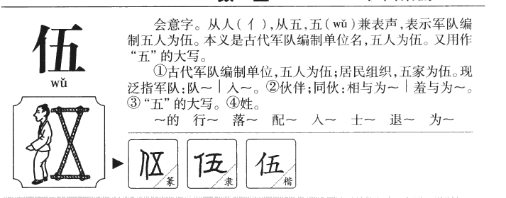 伍字字源字典