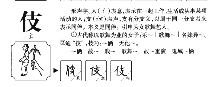 伎字字源字典