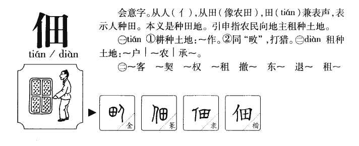 佃字字源字典