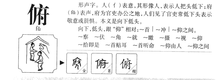 俯字字源字典