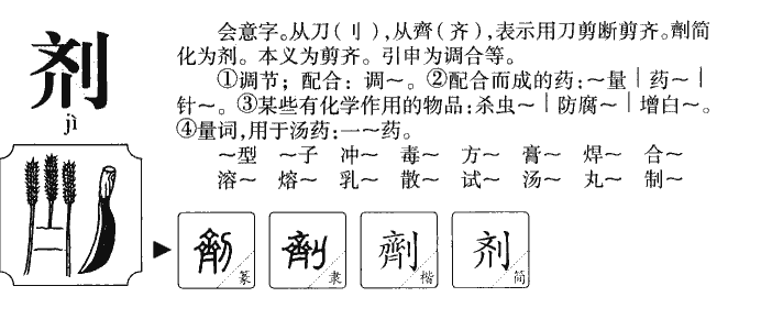 剂字字源字典