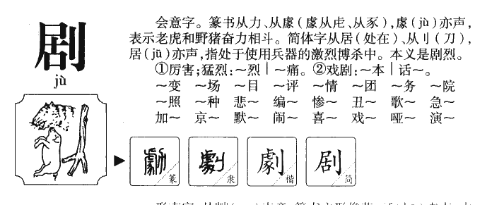 剧字字源字典