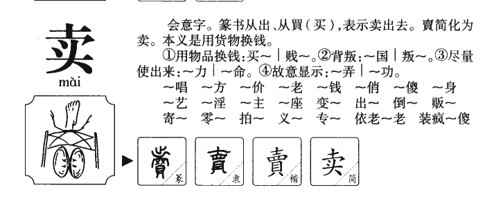 卖字字源字典