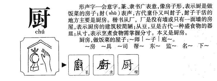 厨字字源字典