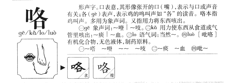 咯字字源字典