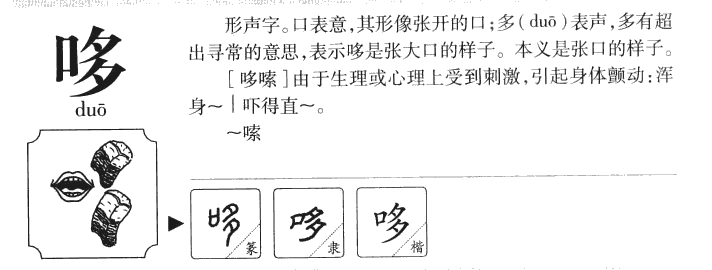 哆字字源字典