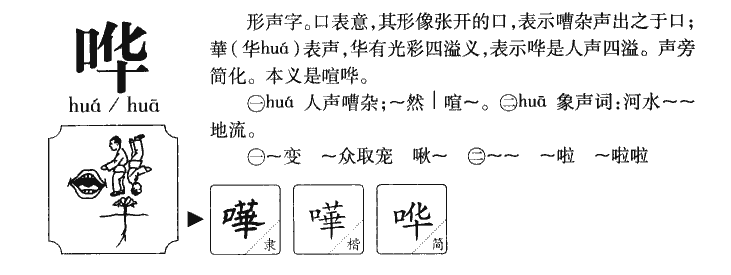 哗字字源字典