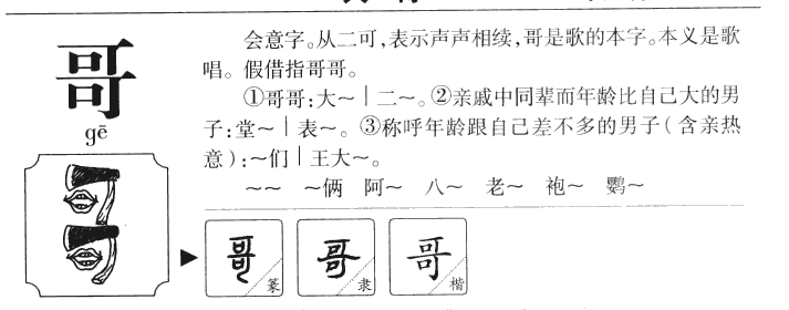 哥字字源字典