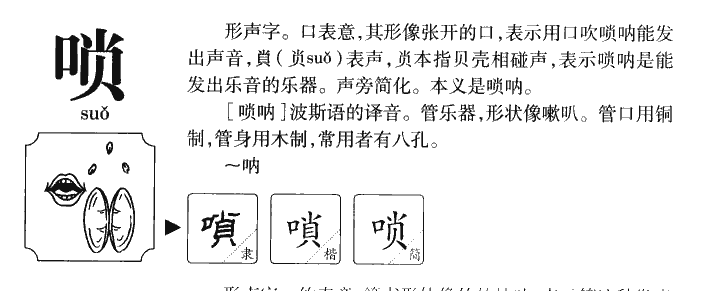 唢字字源字典