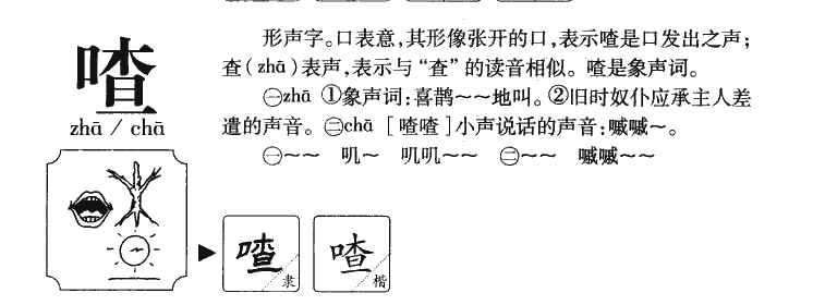 喳字字源字典