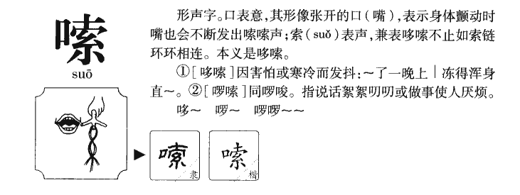 嗦字字源字典