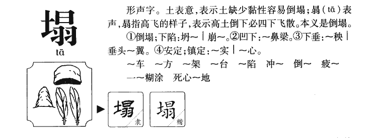 塌字字源字典