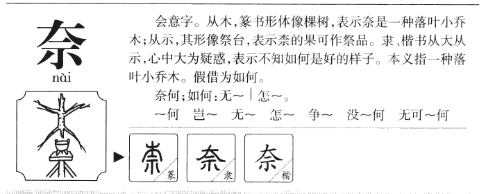 奈字字源字典