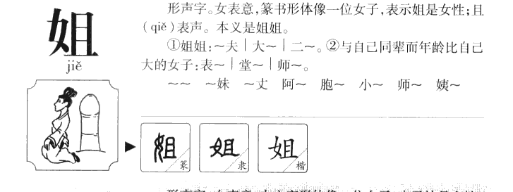 姐字字源字典