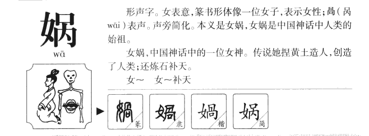 娲字字源字典