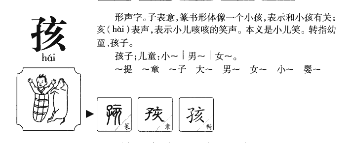 孩字字源字典