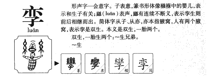 孪字字源字典