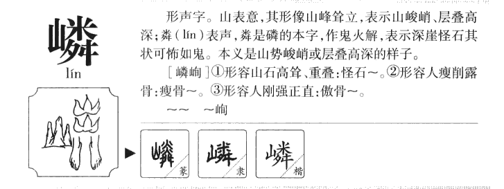 嶙字字源字典