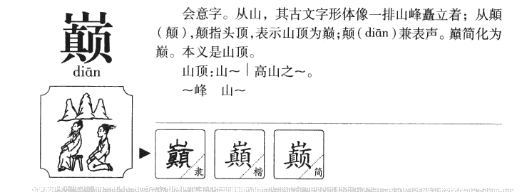 巅字字源字典