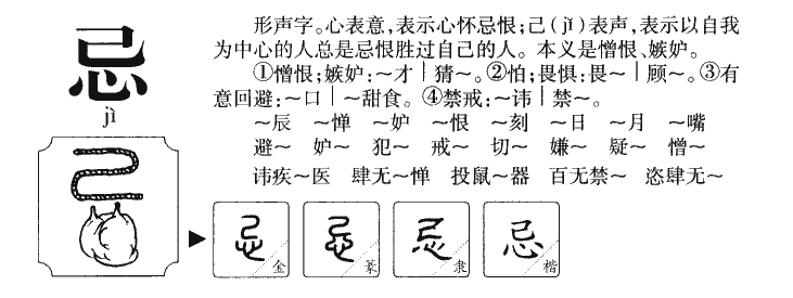 忌字字源字典