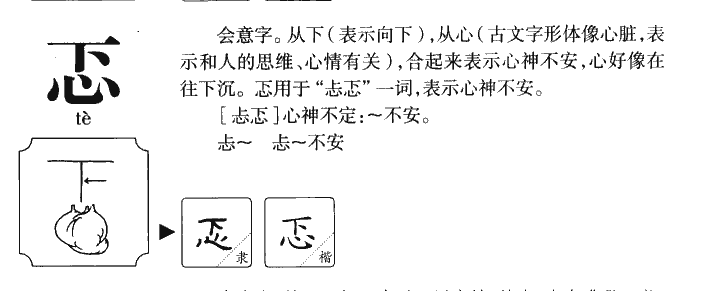 忑字字源字典