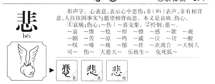 悲字字源字典