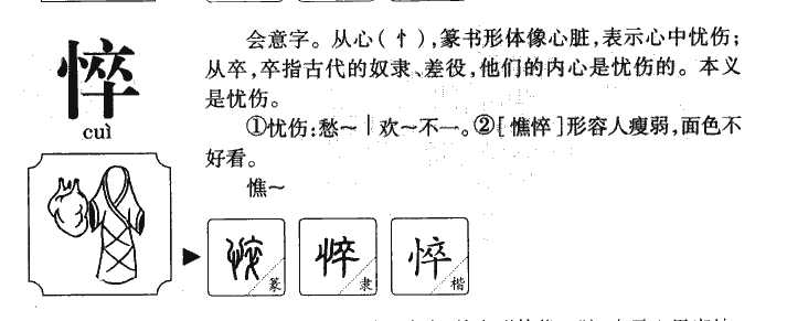 悴字字源字典