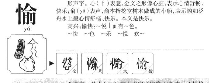 愉字字源字典