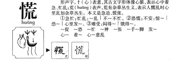 慌字字源字典