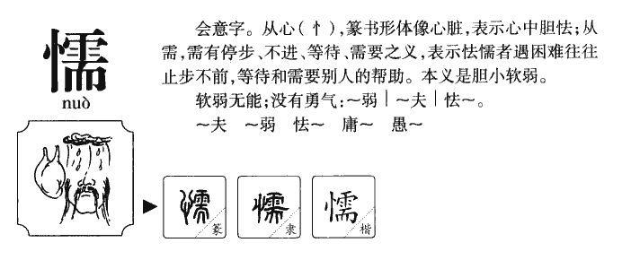 懦字字源字典