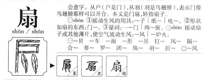 扇字字源字典