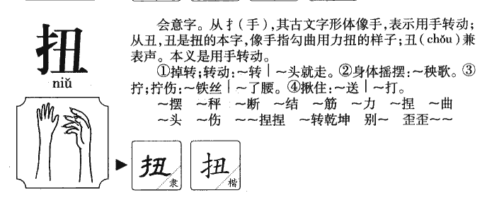 扭字字源字典