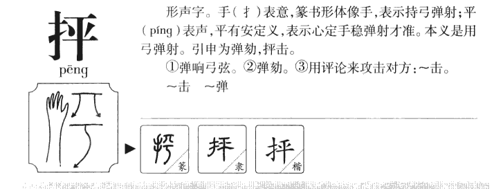 抨字字源字典