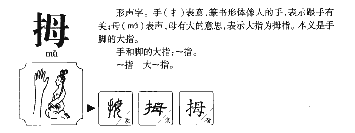 拇字字源字典