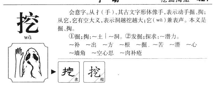 挖字字源字典