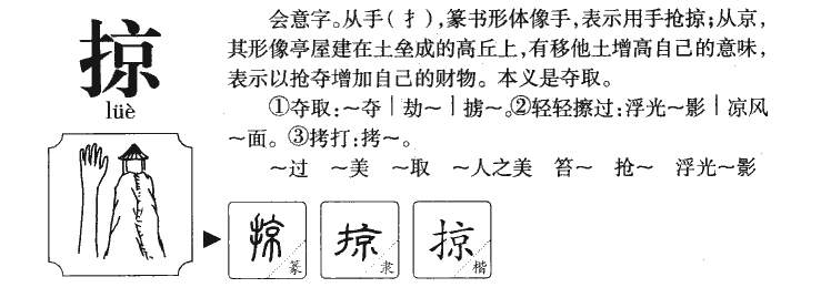 掠字字源字典