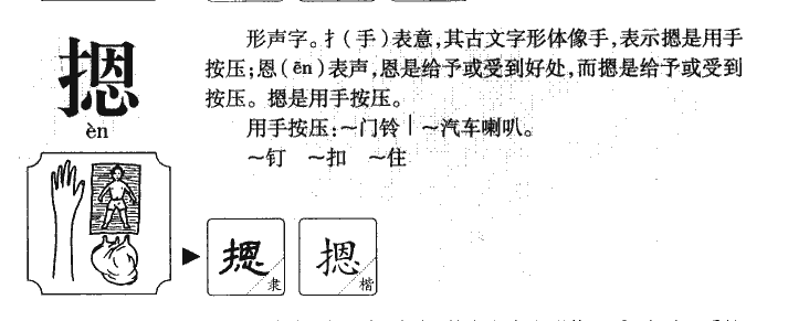 摁字字源字典