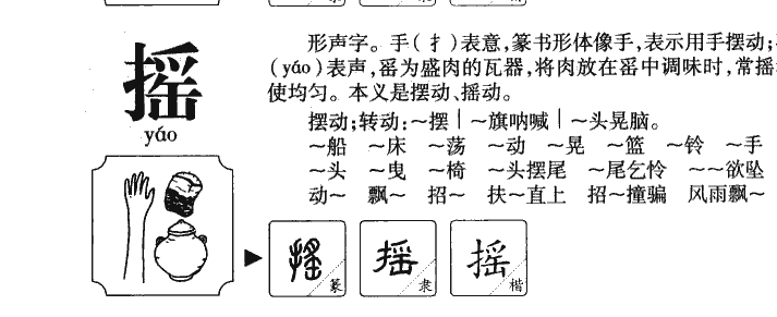 摇字字源字典