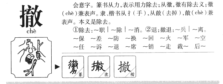 撤字字源字典