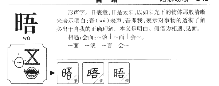 晤字字源字典