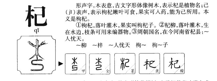 杞字字源字典