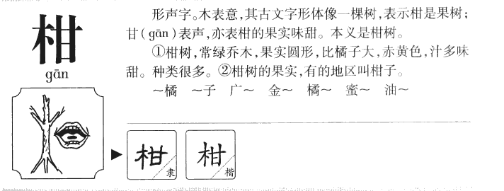 柑字字源字典