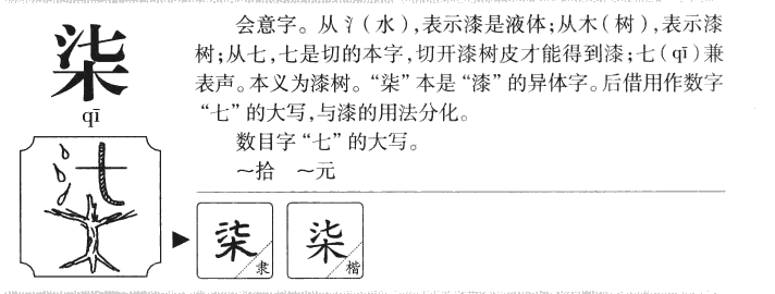 柒字字源字典