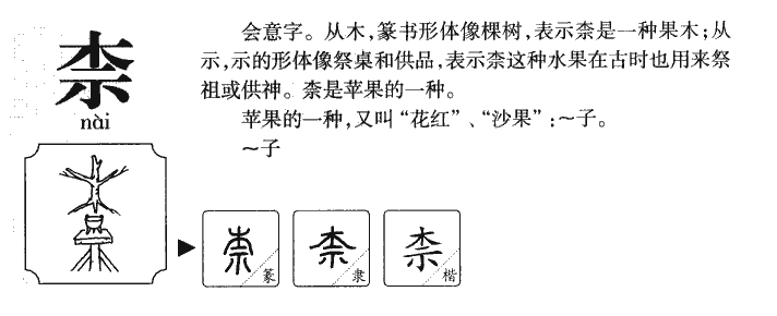 柰字字源字典