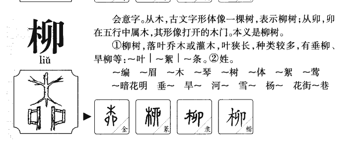 柳字字源字典