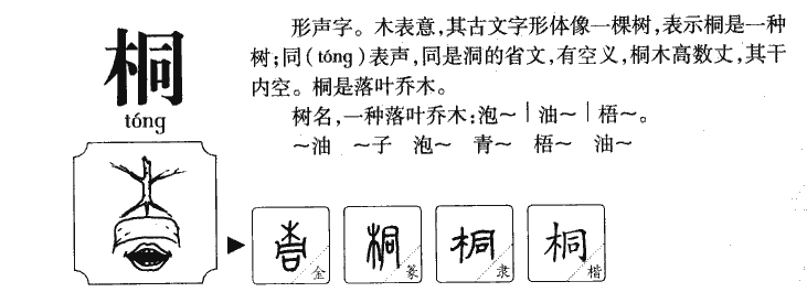 桐字字源字典