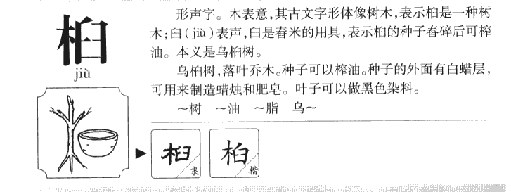 桕字字源字典