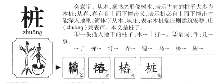 桩字字源字典