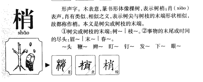 梢字字源字典