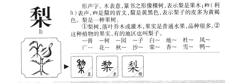 梨字字源字典